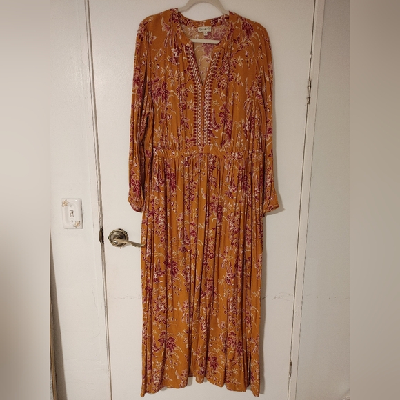 Wonderly mustard yellow floral Long Sleeve Dress - Picture 1 of 9